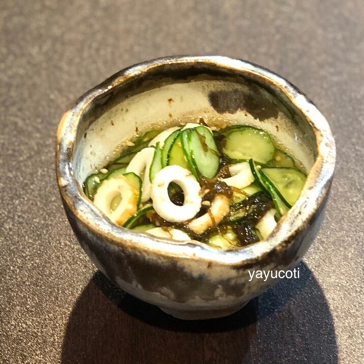 超簡単!きゅうりとちくわの中華風もずく酢和え